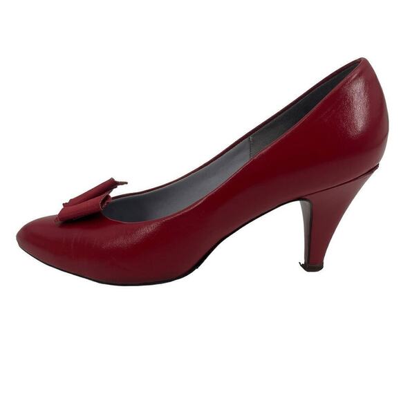 Vintage 80’s Natural Sport Heels Town Walker Red Leather Size 7.5 B - Picture 1 of 14